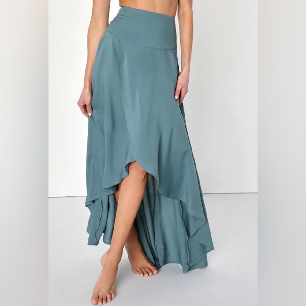 O'Neill Ambrosio High-Low Maxi Skirt MEDIUM  Dark Sage Green